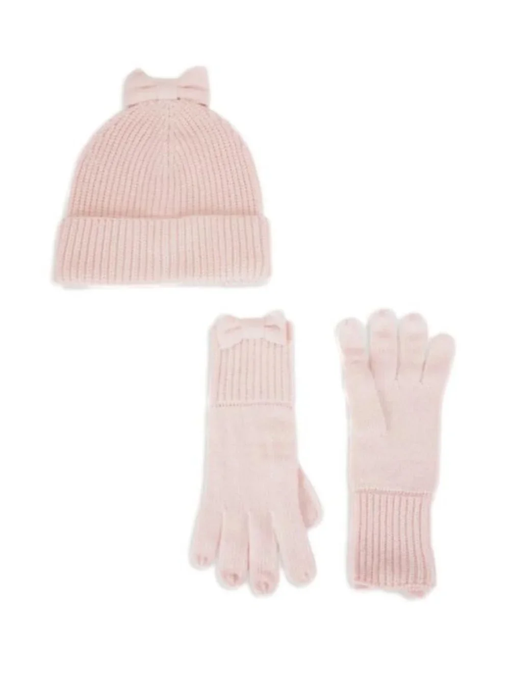 Kate Spade New York Bow Beanie And Glove Set English Rose NWT